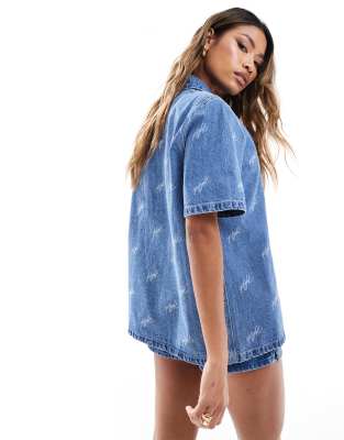Jordan デニムブルー半袖シャツ Jordan short sleeve denim shirt in blue | ASOS