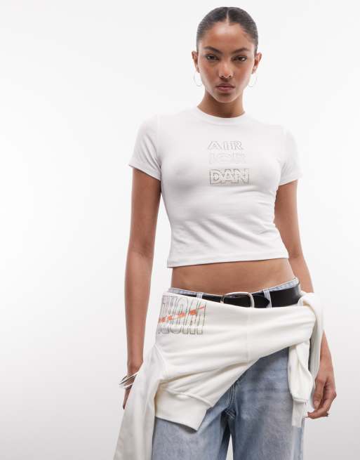 Jordan short sleeve graphic t-shirt in white with rhinestone detailing, 2 of 4