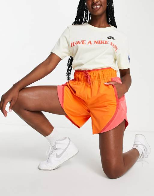 Jordan Sport highwaisted shorts in safety orange and red