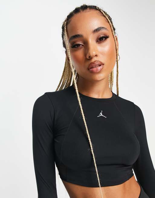 Jordan Sport long sleeved crop top in black