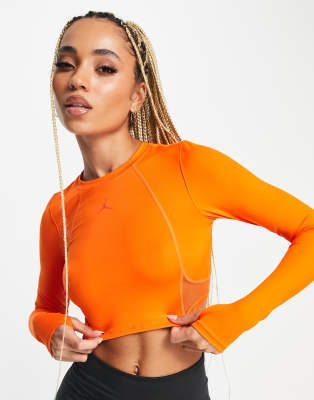 Jordan Jordan Sport long sleeved crop top in safety orange