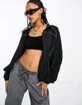 Nike Sportswear Collection crop track jacket in black