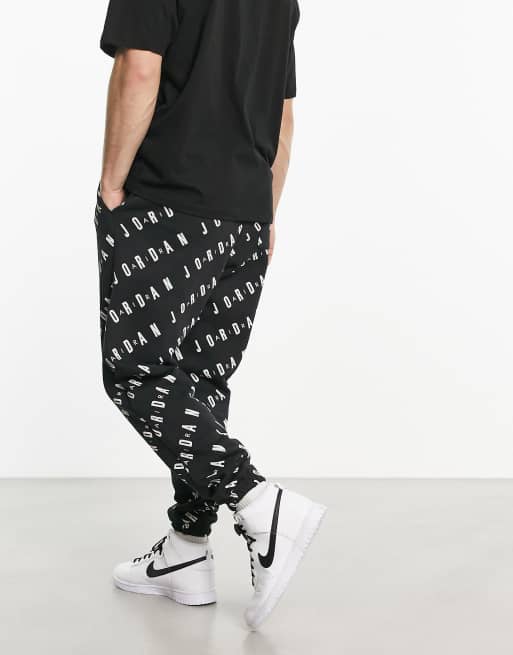 Jordan – Svarta, mönstrade mjukisbyxor i fleece