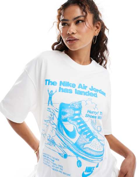 Jordan - T-shirt à imprimé baskets - Blanc/bleu - view 1