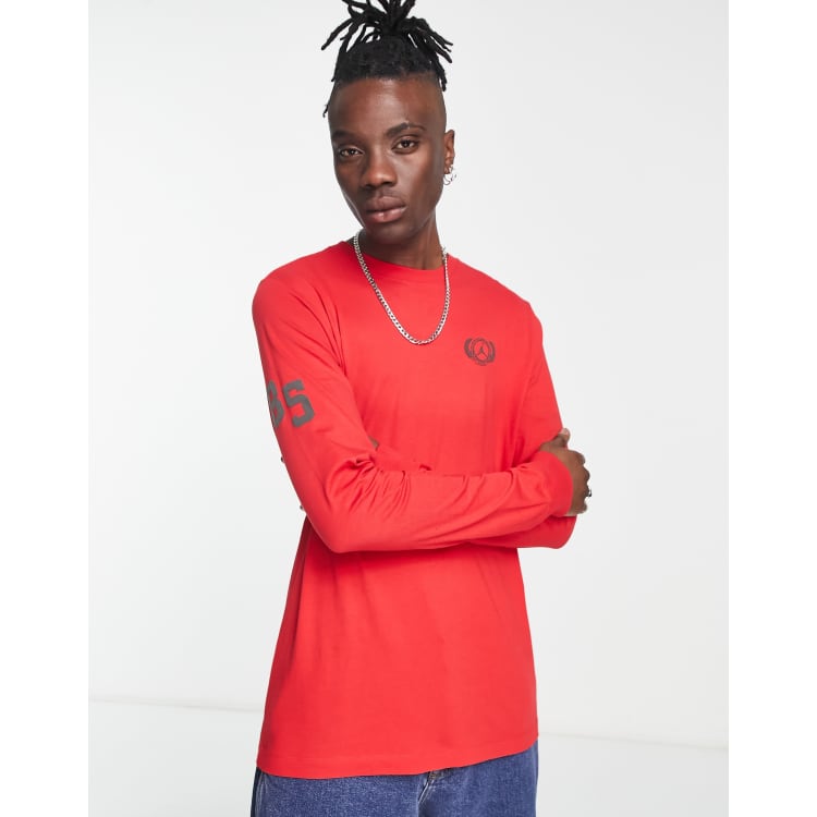 Jordan - T-shirt à manches longues avec logo imprimé au dos - Rouge  flamboyant | ASOS