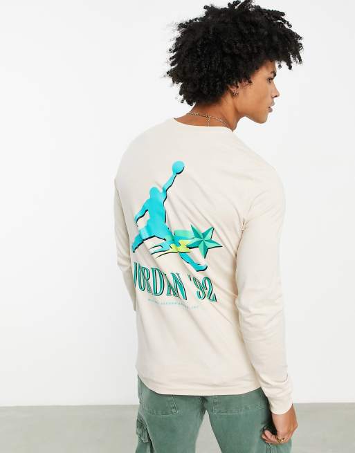 Jordan - T-shirt met lange mouwen en print op de achterkant in parelwit