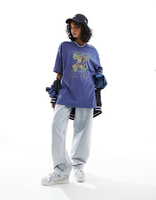 Jordan - T-shirt oversize con grafica Jumpman color sky purple