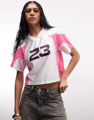 Top en jersey - Blanc/rose S