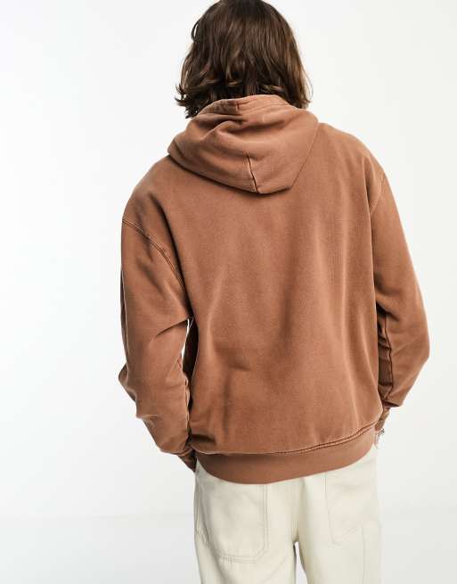 Jordan - Uniseks hoodie van fleece in bruin met wassing , 4 van 4