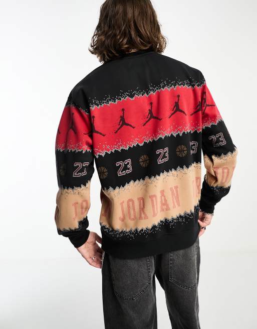 Jordan Unisex Christmas crewneck jumper in red tan and black ASOS