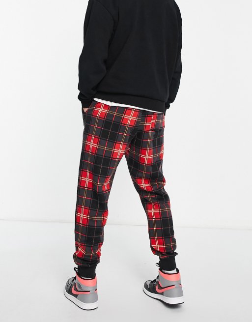 Jordan unisex essentials joggers in fire red check