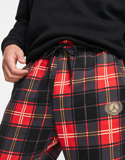 Red check joggers hotsell