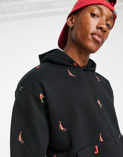 Jordan - Unisex Essentials - Sort hættetrøje med gennemgående logoprint, 4 af 4