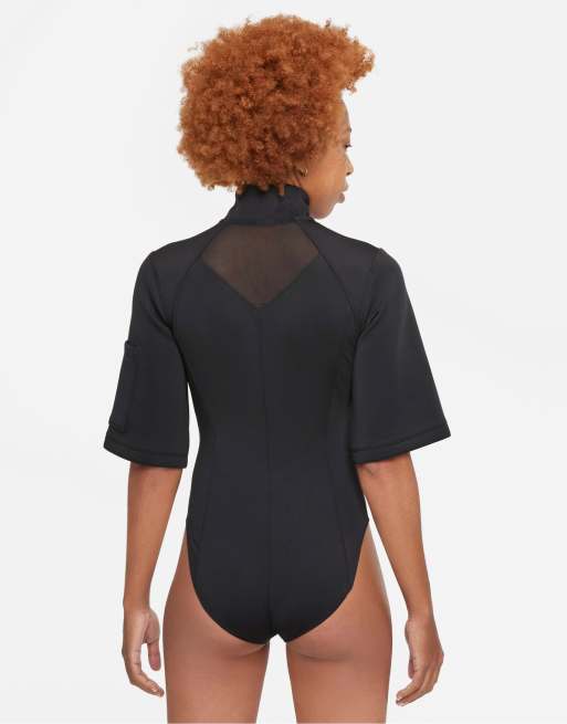 Jordan zip up bodysuit in black and gray