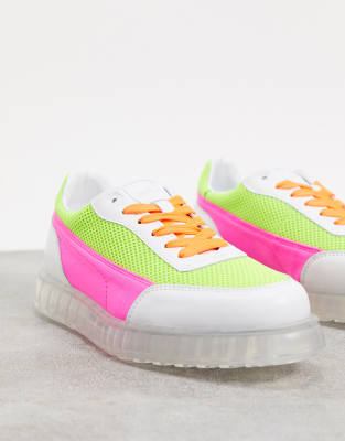 neon pink chunky trainers