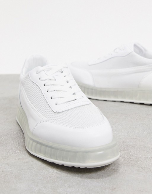 Joshua Sanders low top trainer with transparent sole in white