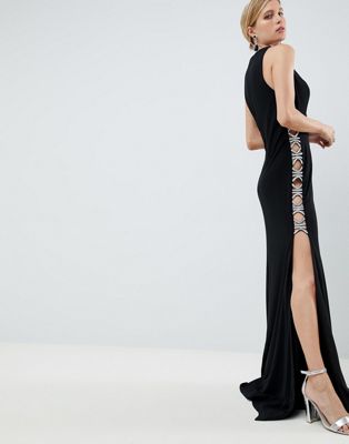 Jovani – klänning med avslöjande sidoslitsdetalj-svart