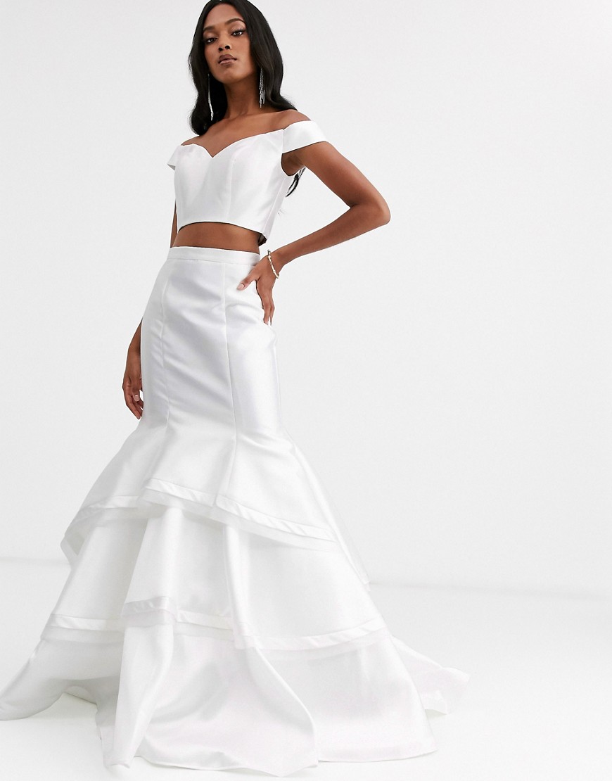 Jovani two pieces with ruffle skirt-White