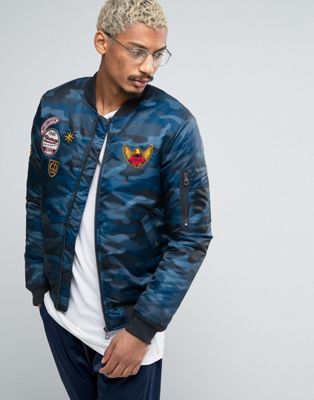 Juice Camo Bomber Jacket with Patches | ASOS