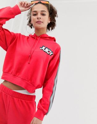 Juicy by Juicy Couture - hoodie met logo en biezen, combi-set-rood