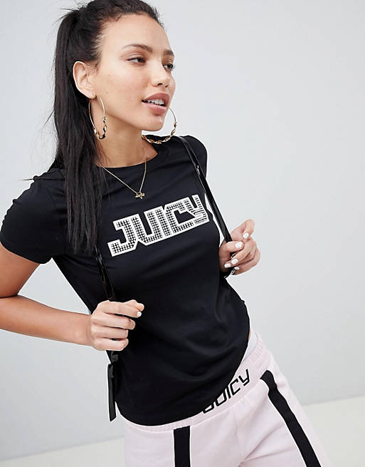 Juicy By Juicy Couture T-Shirt With Diamante Logo