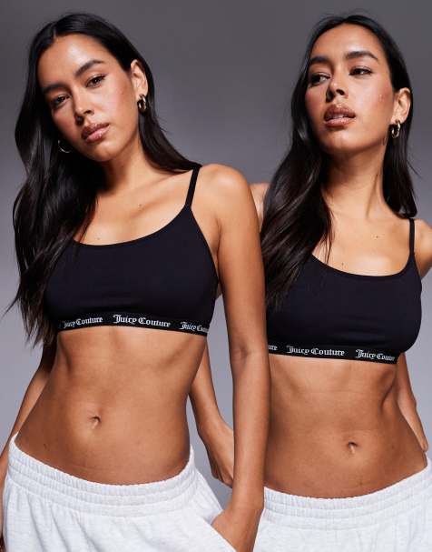 Juicy Couture 2 pack bralet in black/grey - view 1