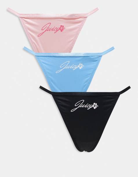 Juicy Couture 3 pack juicy stretch lace thong in multi - view 1