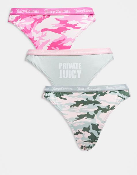 Juicy Couture 3 pack lingerie thong in camo/pink - view 1