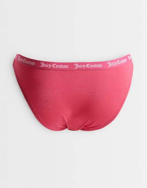 Juicy Couture 3er-Pack Slips mit Logo-Bund und Bogenkantensaum in Pink, 3 von 3