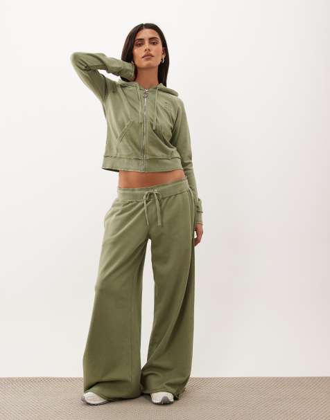 Juicy Couture Annen applique logo wide leg jogger co-ord in green - view 1