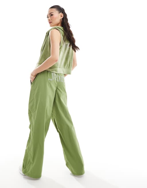Juicy Couture Ayla parachute pants in moss