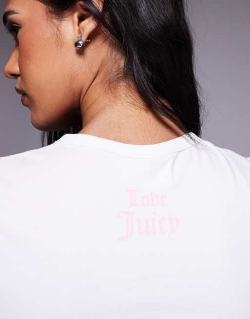 Juicy Couture - Baby tee met 'I want candy'-print en logo in wit, 2 van 4