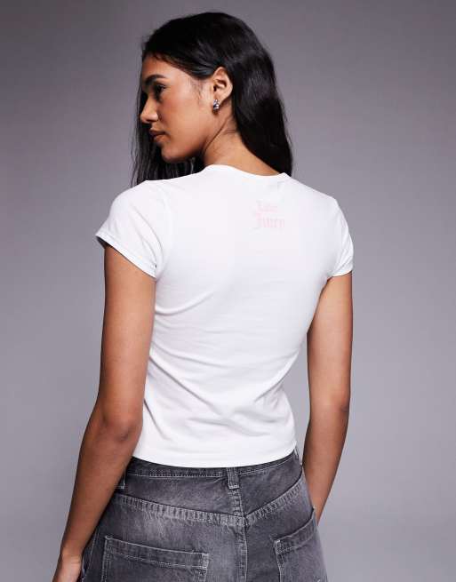 Juicy Couture - Baby tee met 'I want candy'-print en logo in wit, 3 van 4