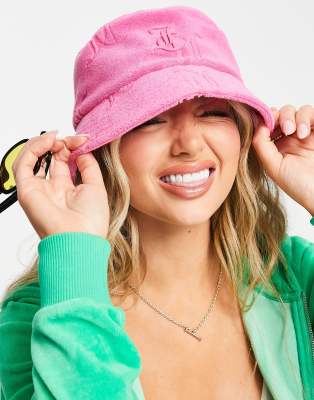JUICY Couture Pink Bucket Hat NEWGreat for Beach and Summer wear. Y2K Juicy Couture Y2K Pink Terry Cloth Bucket Hat NEW | eBay main image 2