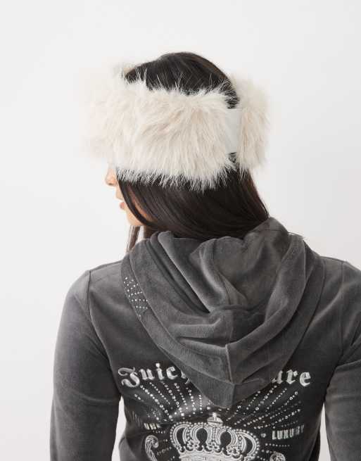 Juicy Couture bandeau logo en faux-fur beige, 3 de 3