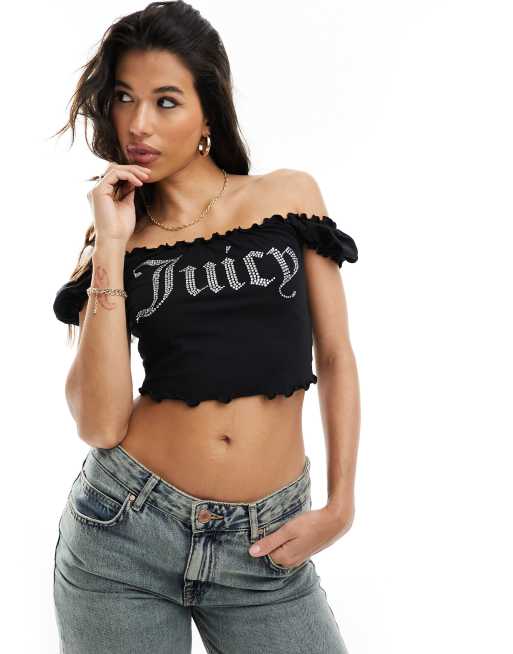 Juicy Couture - Bandeau-top met siersteentjes in zwart