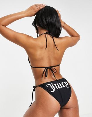 Juicy Couture string bikini with diamante logo in black - ASOS Price Checker
