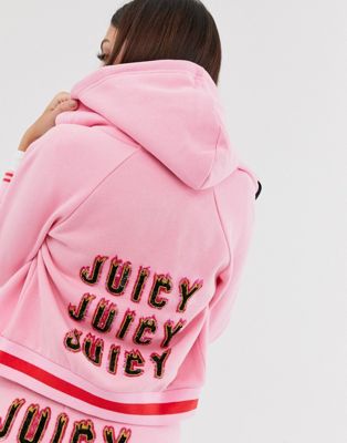 Juicy Couture - Black Label - Cropped hoodie met vlamlogo-Roze
