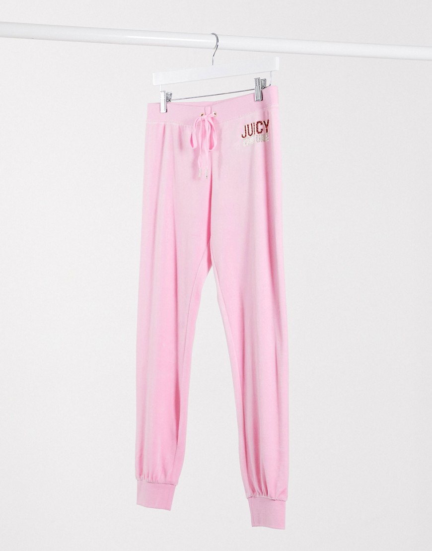 Juicy Couture Black Label Juicy Multi Bling Velour Zuma Pant Angel-Pink