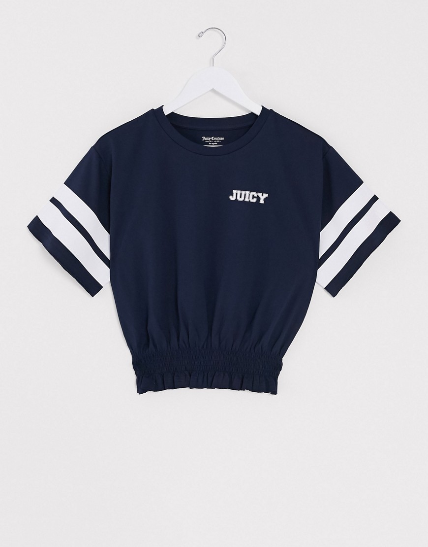 Juicy Couture Black Label Rugby Smocked Couture 95 Tee in navy-Blue