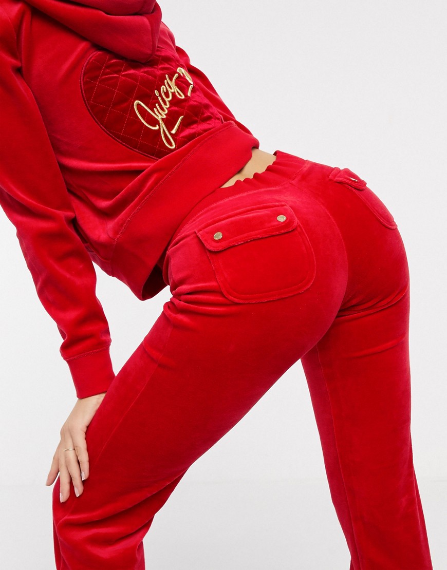 Juicy Couture - Black Label - Velours joggingbroek met hart in rood-Roze