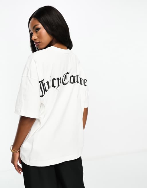 Juicy Couture - Boyfriend T-shirt met logo in wit, 4 van 4