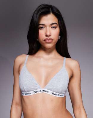 Brassière triangle avec bande à logo - Gris clair S