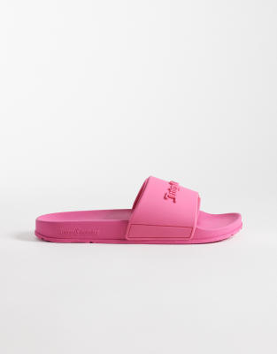  Breanna embossed logo sliders in hot pink
