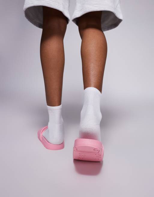 Juicy Couture Breanna embossed sliders with DTM logo in pink, 3 of 4