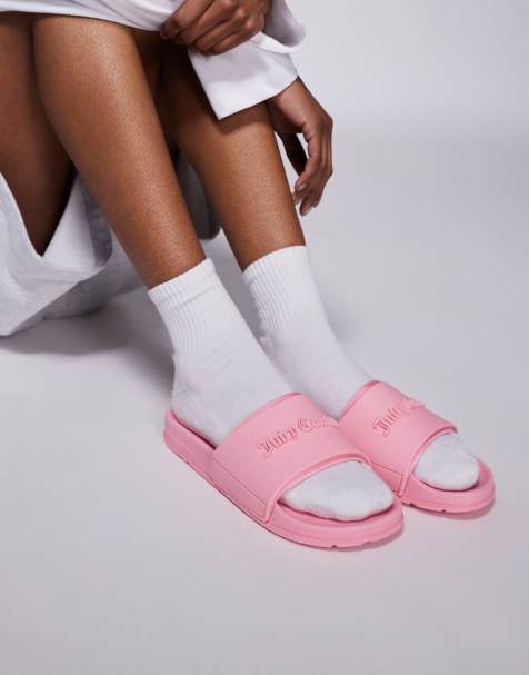 Juicy Couture - Breanna - Slippers met dtm logo in reliëf in roze - view 1