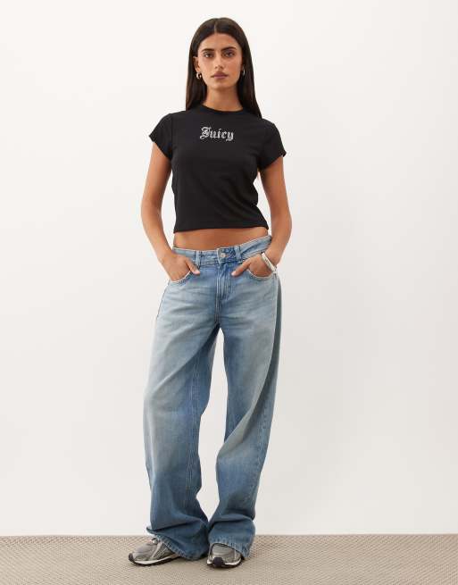 Juicy Couture - camiseta baby negra con logo de strass, 2 de 4