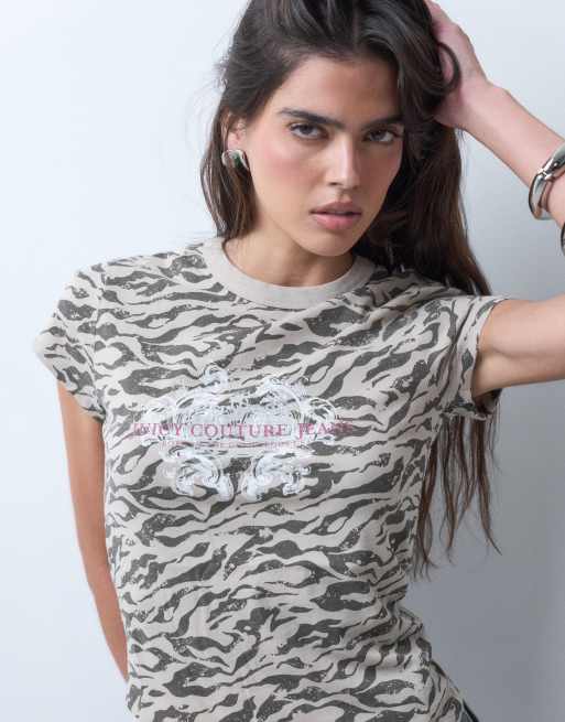 Juicy Couture camiseta de camuflaje cebra en stone, 5 de 5