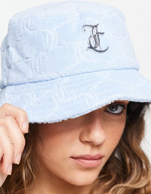 Juicy Couture - Cappello da pescatore in spugna jacquard azzurro polvere