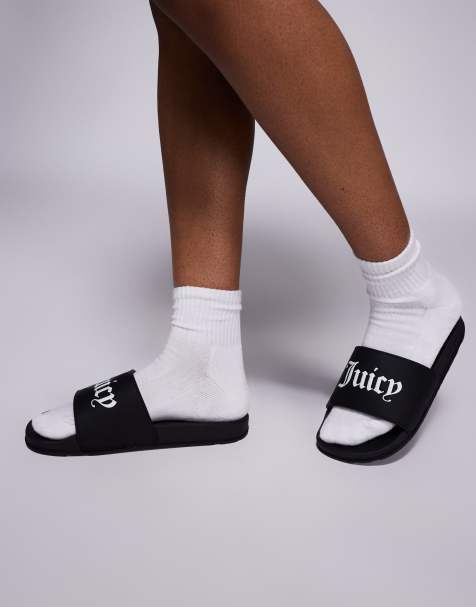 Juicy Couture - Carmen - Sliders nere in similpelle PU stile college - view 1